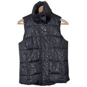Animal Print Puffer Vest Womens Small Old Navy High Collar